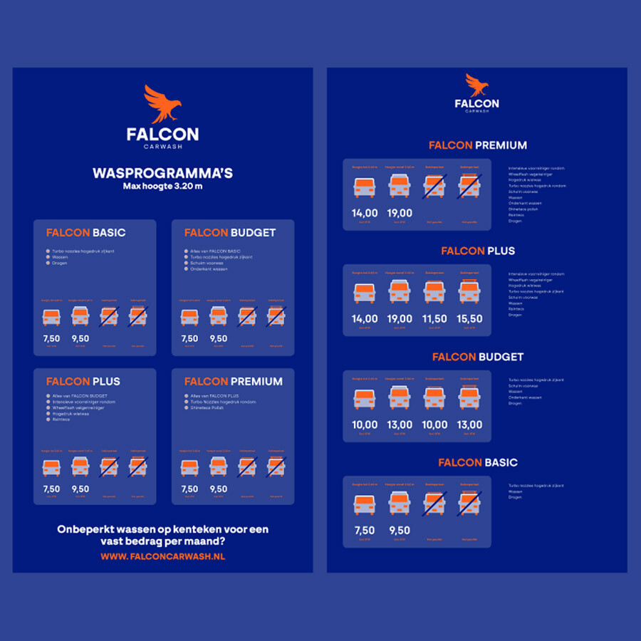 Prijslijst falcon opzet